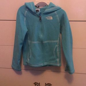 The north face girls blue fleece zip up
